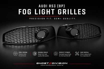 Audi RS3/A3 Fog Light Grill (8P: 2010 - 2012) - Custom Labs